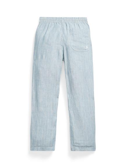 Ralph Lauren Kids' Lightweight Striped Linen Beach Trousers, Blue/White - view 2, Blu/Wht