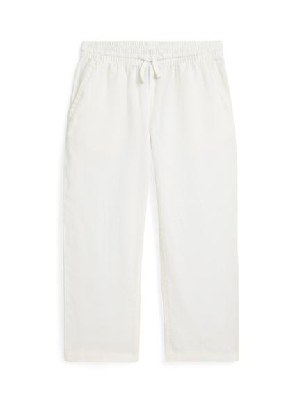 Ralph Lauren Kids' Pure Linen Drawstring Beach Trousers, White, White