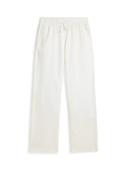 Ralph Lauren Kids' Pure Linen Drawstring Beach Trousers, White, White