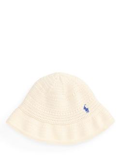 Ralph Lauren Kids' Cotton Crochet Knit Bucket Hat, Cream, Cream