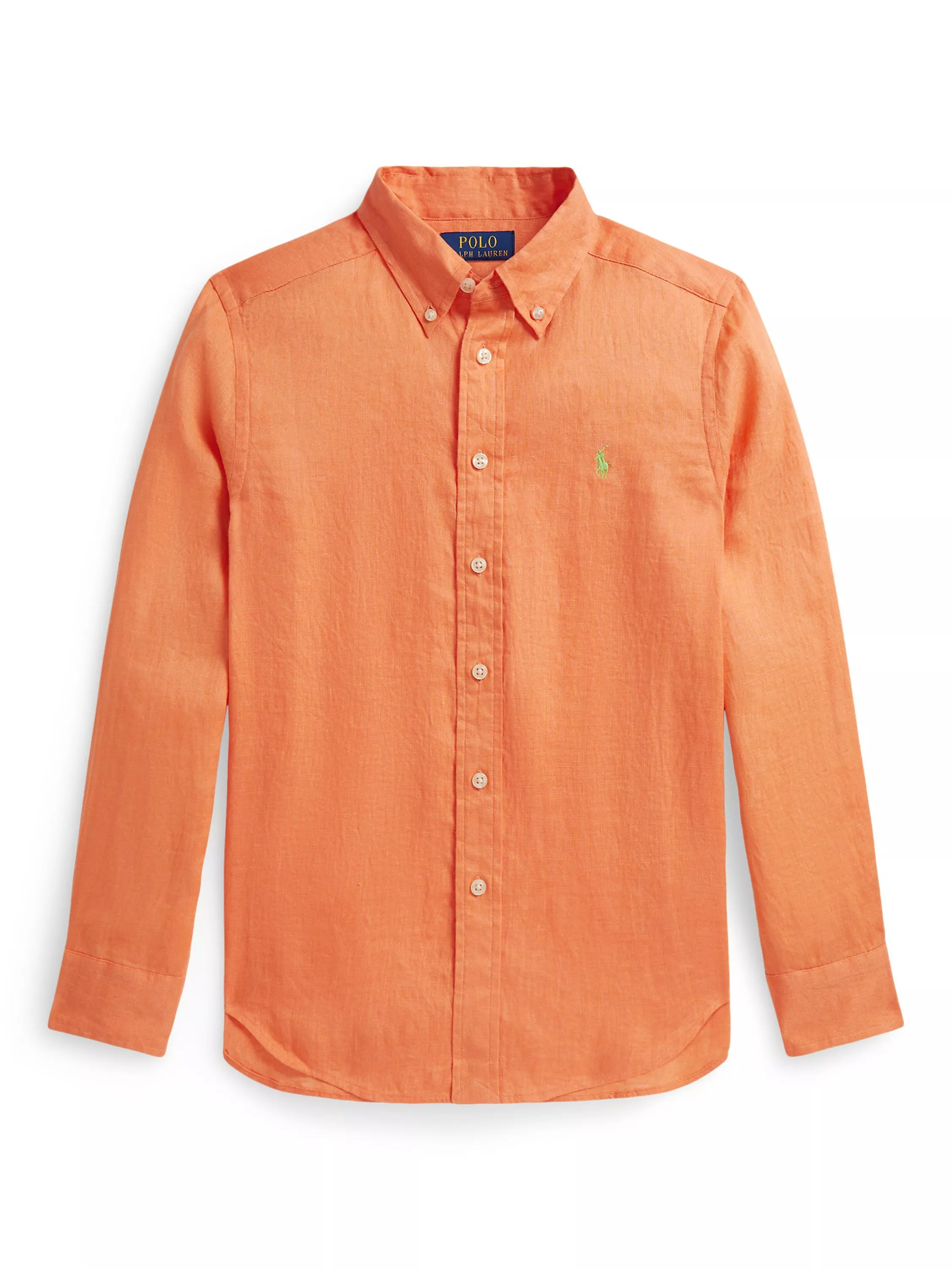 Ralph Lauren Kids' Pure Linen Long Sleeved Sport Shirt, Poppy