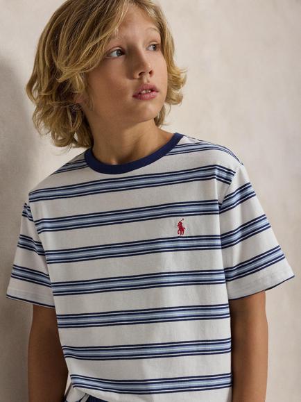 Ralph Lauren Kids' Short Sleeve Striped T-Shirt, Deckwash W - view 2, Deckwash W