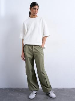 Topshop Straight Cargo Trousers, Khaki, Khaki