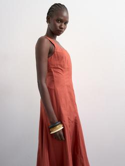 Topshop Godet Drop Hem Maxi Dress, Rust - view 2, Rust