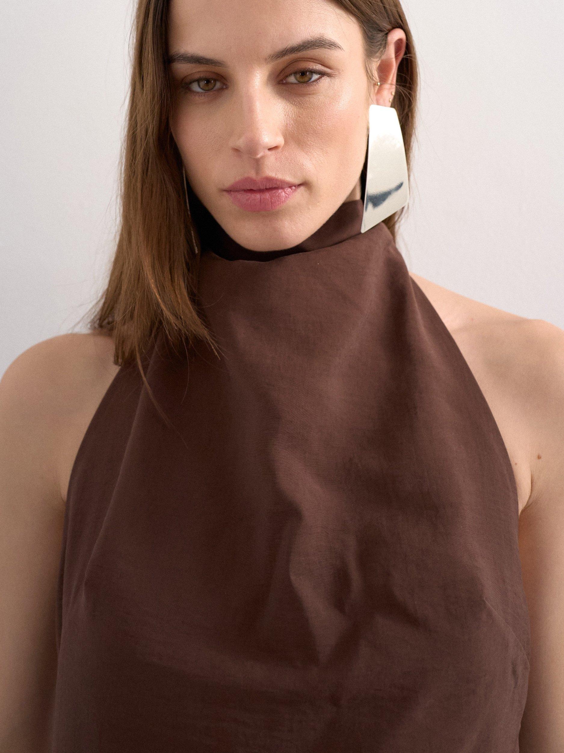 Topshop Halterneck Maxi Dress, Brown