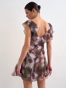 Topshop Ruffle Sleeveless Mini Dress, Multi - view 2, Multi