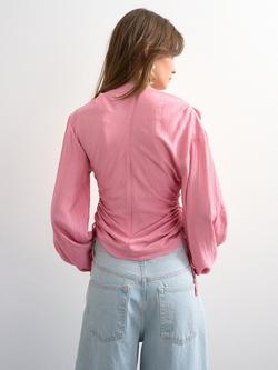 Topshop Ruched Tie Side Top, Pink - view 2, Pink