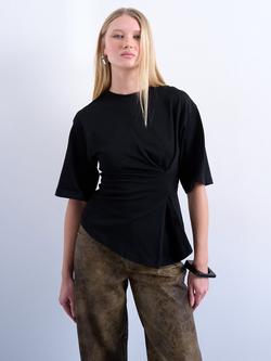 Topshop Cinch Waist T-Shirt, Black, Black