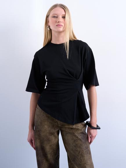 Topshop Cinch Waist T-Shirt, Black, Black
