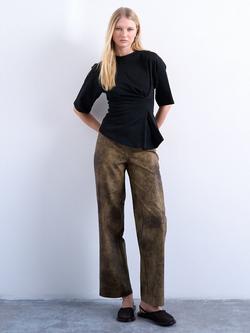 Topshop Cinch Waist T-Shirt, Black - view 2, Black