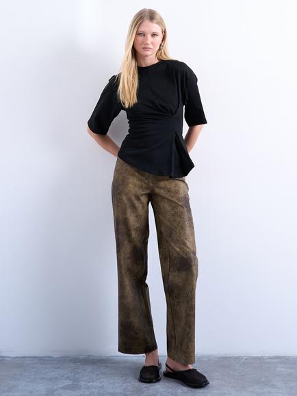 Topshop Cinch Waist T-Shirt, Black - view 2, Black