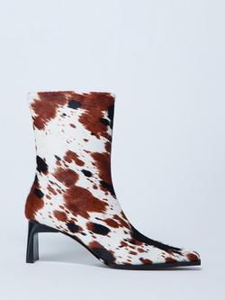 Topshop Nadie Chisel Toe Leather Ankle Boots, Brown/Multi, Brown/Multi
