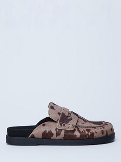 Topshop Addie Leather Mule Loafers, Brown, Brown