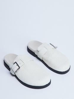 Topshop Amy Buckle Suede Mule Footbed Sandals, Off White - view 2, Off White