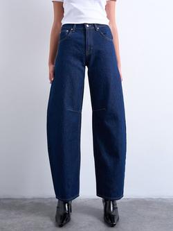 Topshop High Rise Barrel Leg Jeans, Dark Blue, Dark Blue