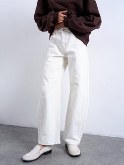 Topshop High Rise Barrel Leg Jeans, White, White