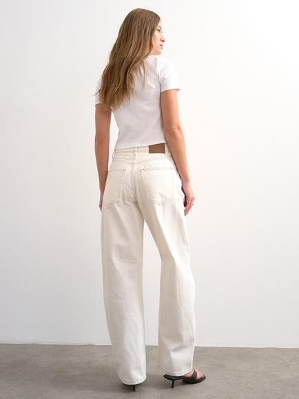 Topshop Mid Rise Barrel Leg Jeans, White - view 2, White