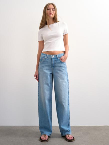 Topshop Cinched Low Rise Relaxed Jeans, Bleach