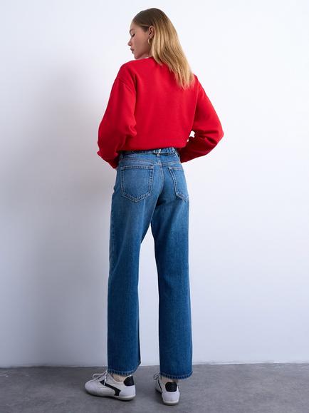 Topshop Cinched Low Rise Relaxed Jeans - view 2, Blue