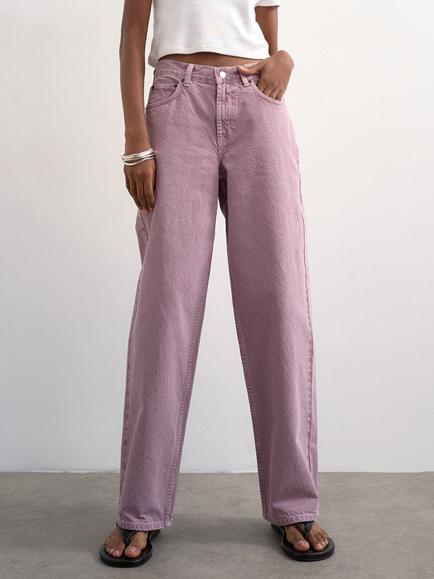 Topshop Straight Cut Low-Rise Jeans, Purple, Purple