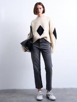 Topshop Mid Rise Comfort Straight Jeans, Washed Black