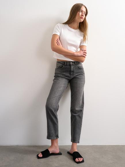 Topshop Orson Mid Rise Comfort Straight Jeans, Washed Black