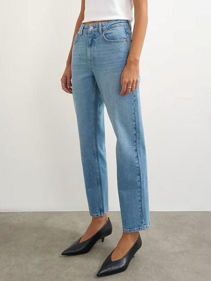 Topshop Orson Comfort Straight Jeans - view 2, Bleach