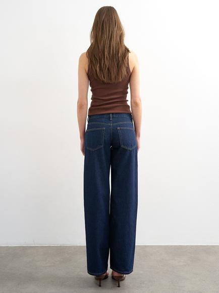 Topshop Ember Low Rise Relaxed Straight Fit Jeans, Indigo Rinse - view 2, Indigo Rinse