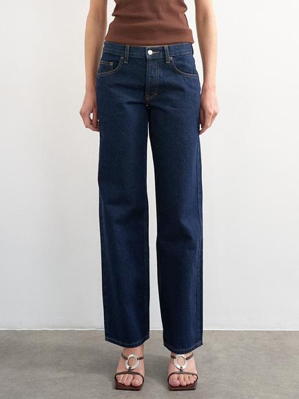 Topshop Ember Low Rise Relaxed Straight Fit Jeans, Indigo Rinse, Indigo Rinse