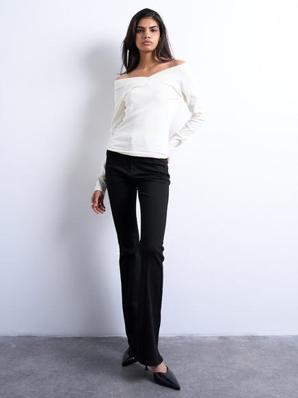Topshop Jamie High Rise Flared Jeans, Black