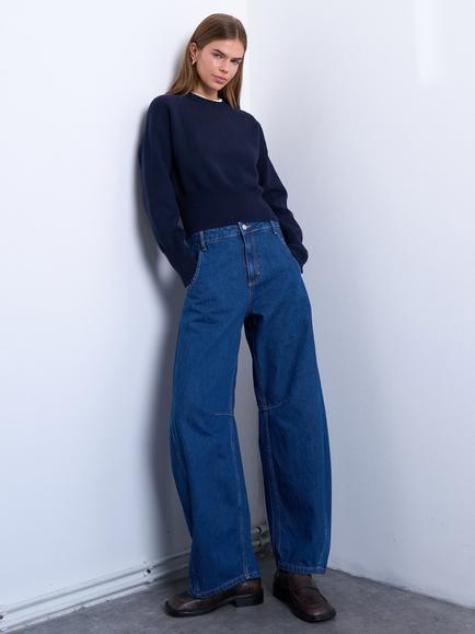 Topshop Horseshoe Barrel Leg Jeans, Blue, Blue