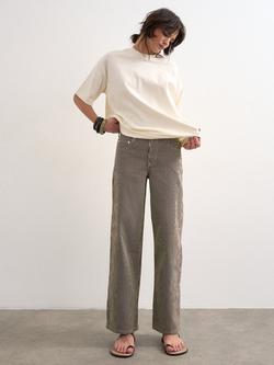 Topshop Low Rise Striped Relaxed Leg Jeans, Cream/Brown - view 2, Cream/Brown