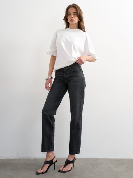 Topshop Runway Cropped Jeans, Black
