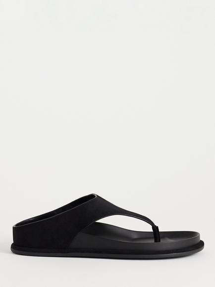Topshop Angela Toe Thong Footbed Sandals, Black, Black