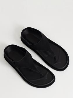 Topshop Angela Toe Thong Footbed Sandals, Black - view 2, Black
