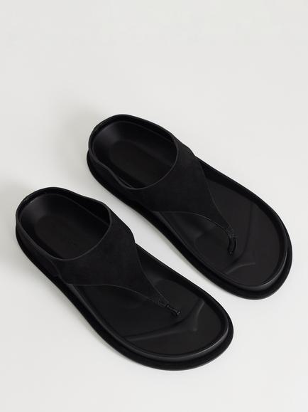 Topshop Angela Toe Thong Footbed Sandals, Black - view 2, Black