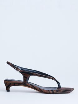 Topshop Sunshine Leather Slingback Sandals, Brown Zebra, Brown Zebra