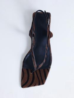 Topshop Sunshine Leather Slingback Sandals, Brown Zebra - view 2, Brown Zebra