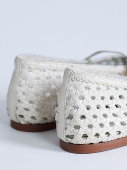 Topshop Bobbi Woven Leather Mary Jane Ballerina Pumps, Buttermilk - view 2, Buttermilk