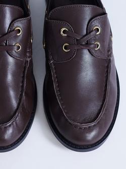 Topshop Brandi Leather Lace Up Loafers, Brown - view 2, Brown