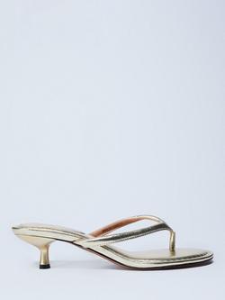 Topshop Axel Kitten Heel Toe Post Sandals, Gold, Gold