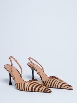 Topshop Angel Leather Animal Print Court Shoes, Tan/Brown - view 2, Tan/Brown