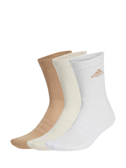 adidas Men's Cotton Blend Crew Socks, Pack of 3, White/Beige, White/Beige