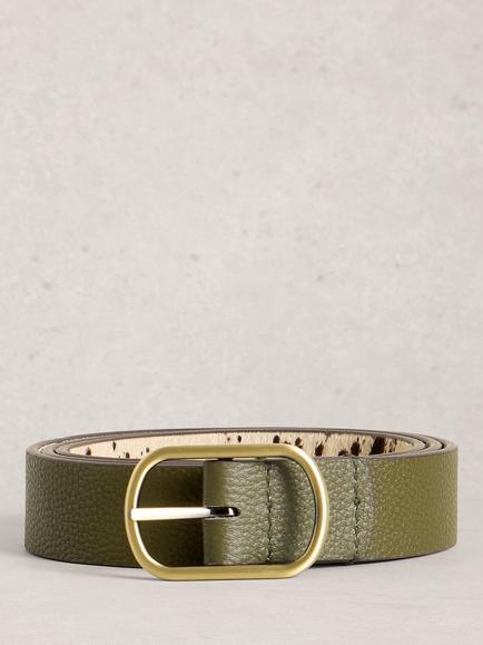 White Stuff Reversible Pure Leather Belt, Green/Multi, Green/Multi