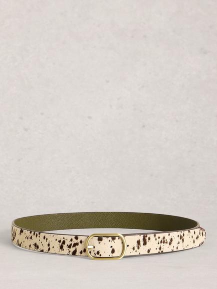 White Stuff Reversible Pure Leather Belt, Green/Multi - view 2, Green/Multi