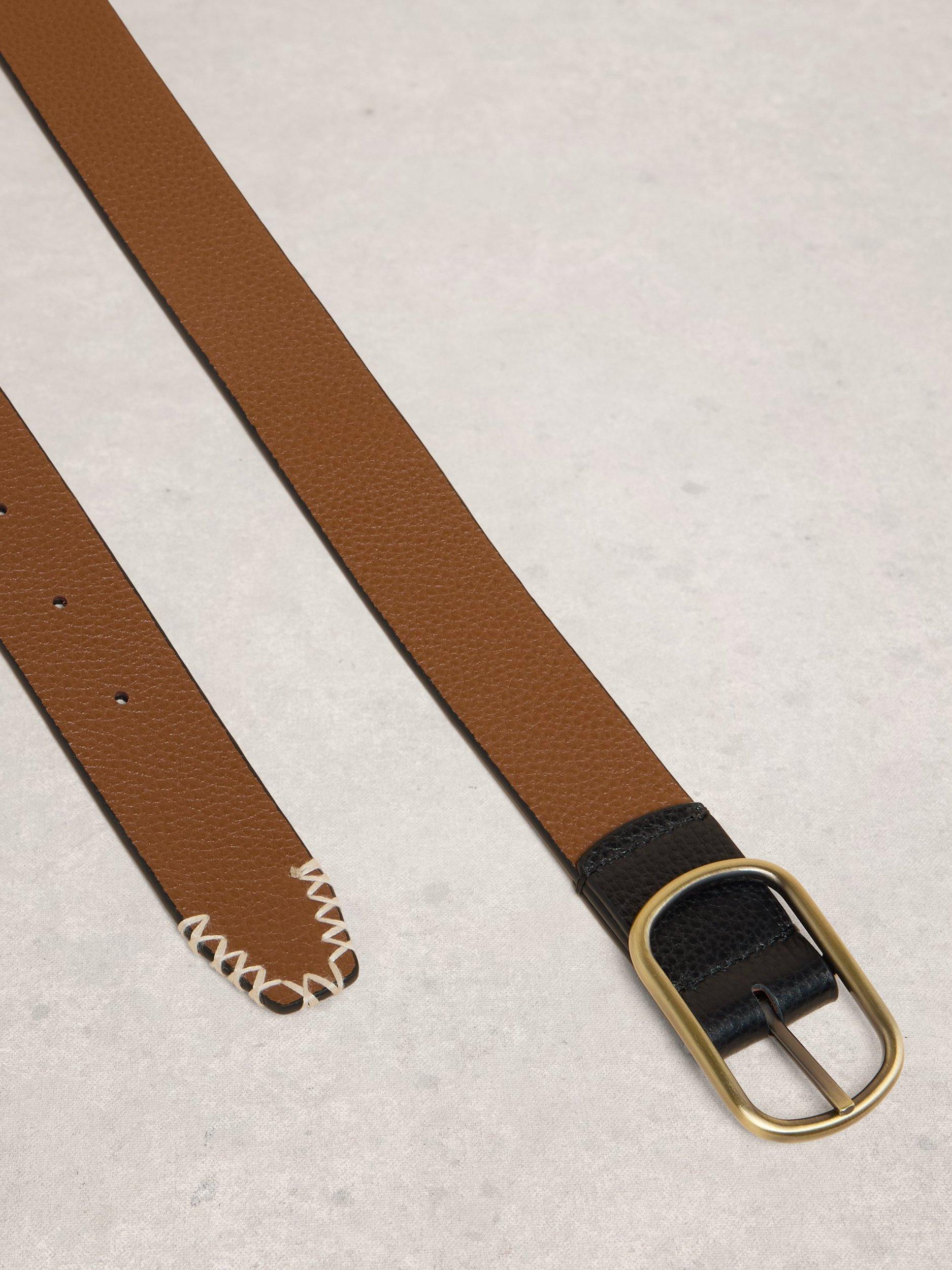 Product image 3 of 3, which shows White Stuff Reversible Pure Leather Belt, Green/Multi, S-M