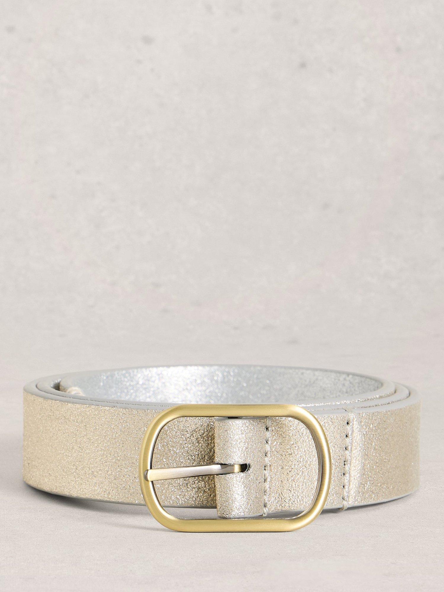 Product image 1 of 3, which shows White Stuff Reversible Pure Leather Belt, Silver/Multi, S-M