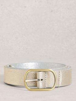 White Stuff Reversible Pure Leather Belt, Silver/Multi, Silver/Multi