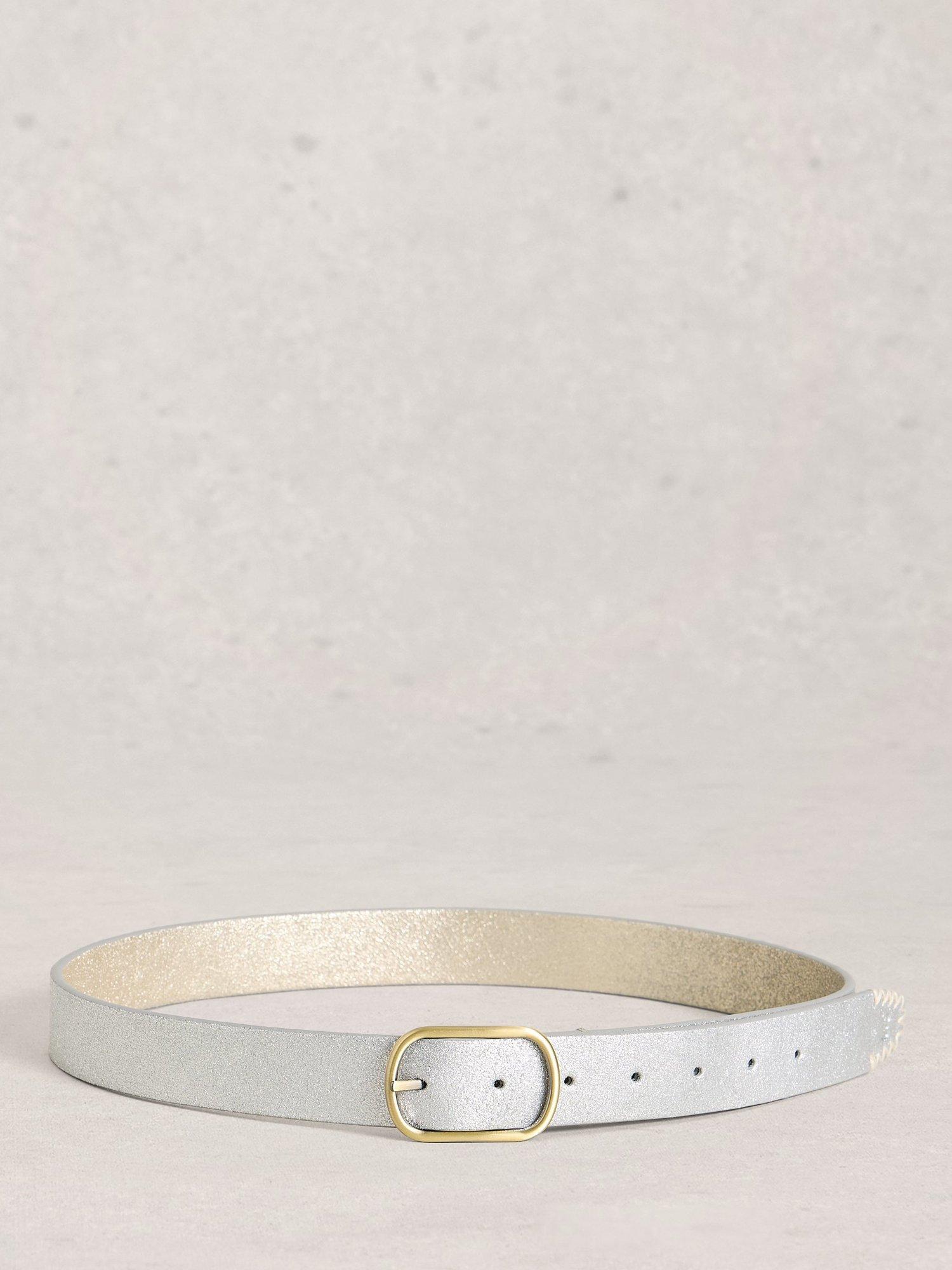 Product image 2 of 3, which shows White Stuff Reversible Pure Leather Belt, Silver/Multi, S-M