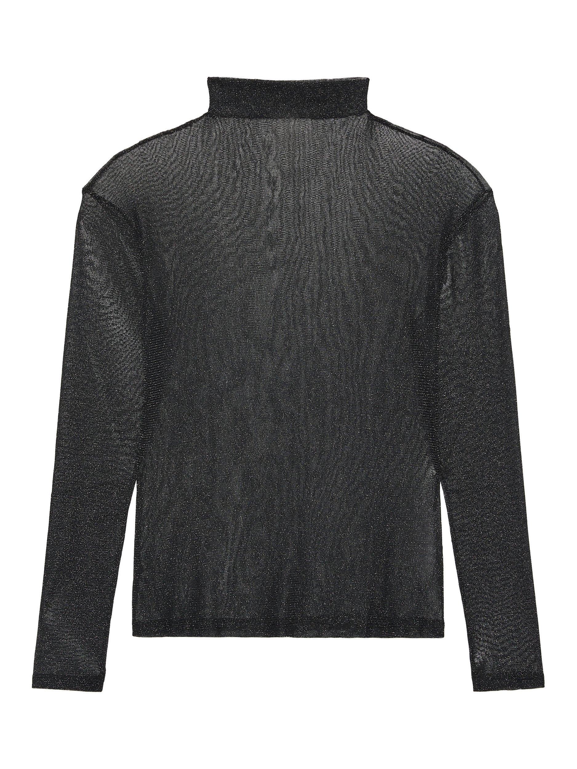 Product image 6 of 6, which shows Calvin Klein Sparkle Mock Neck Sheer Top, Black, XS